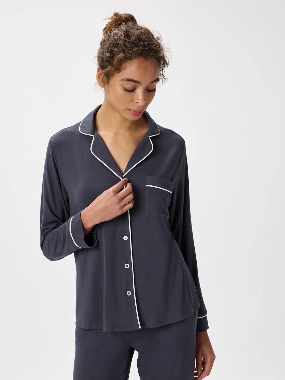 NWT Quince Bamboo Jersey Long Sleeve Pajama Top